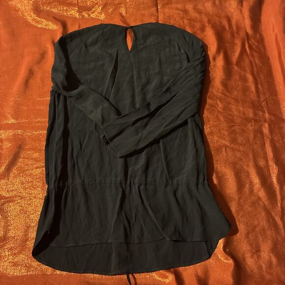 Comptoir des Cotonniers Contours Blouse Top Navy Size 38 V-neck Keyhole Back - Picture 2 of 3